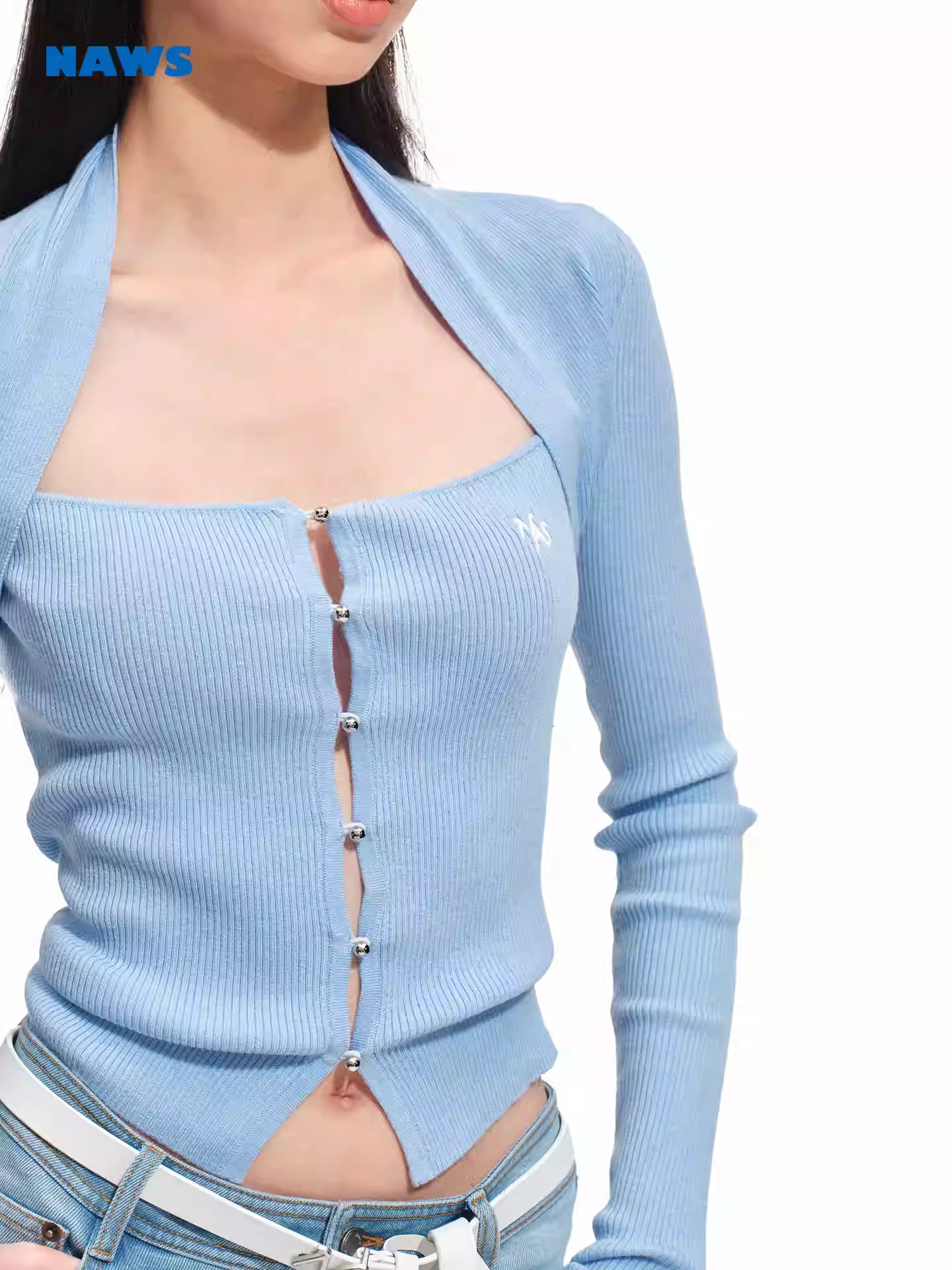 NAWS Sheep wool elastic long sleeved knitted top