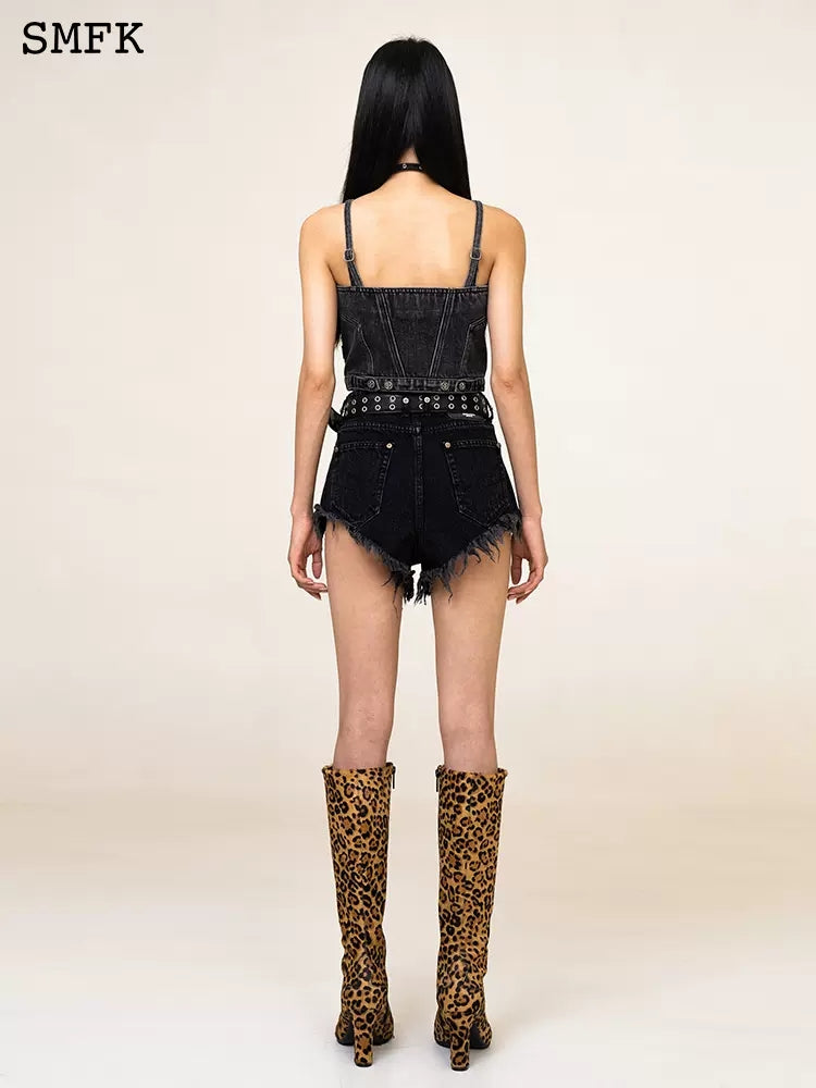 SMFK wild world Demon denim vest with bra