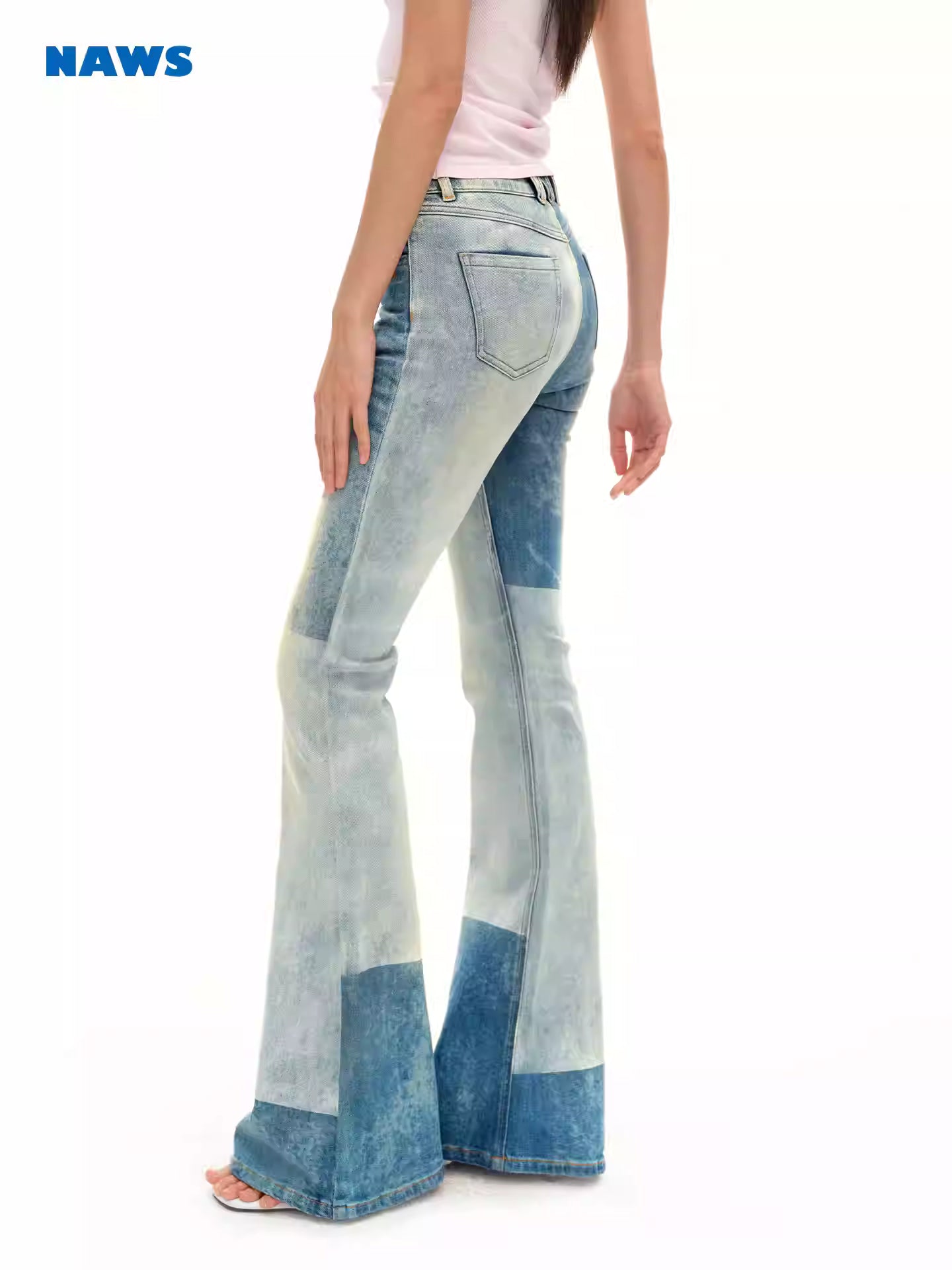 NAWS Water washed elastic laser burned tight pants