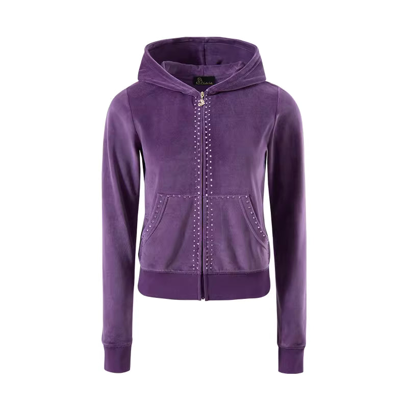 JELLOJELLO Colorful rhinestone velvet jacket + pants set