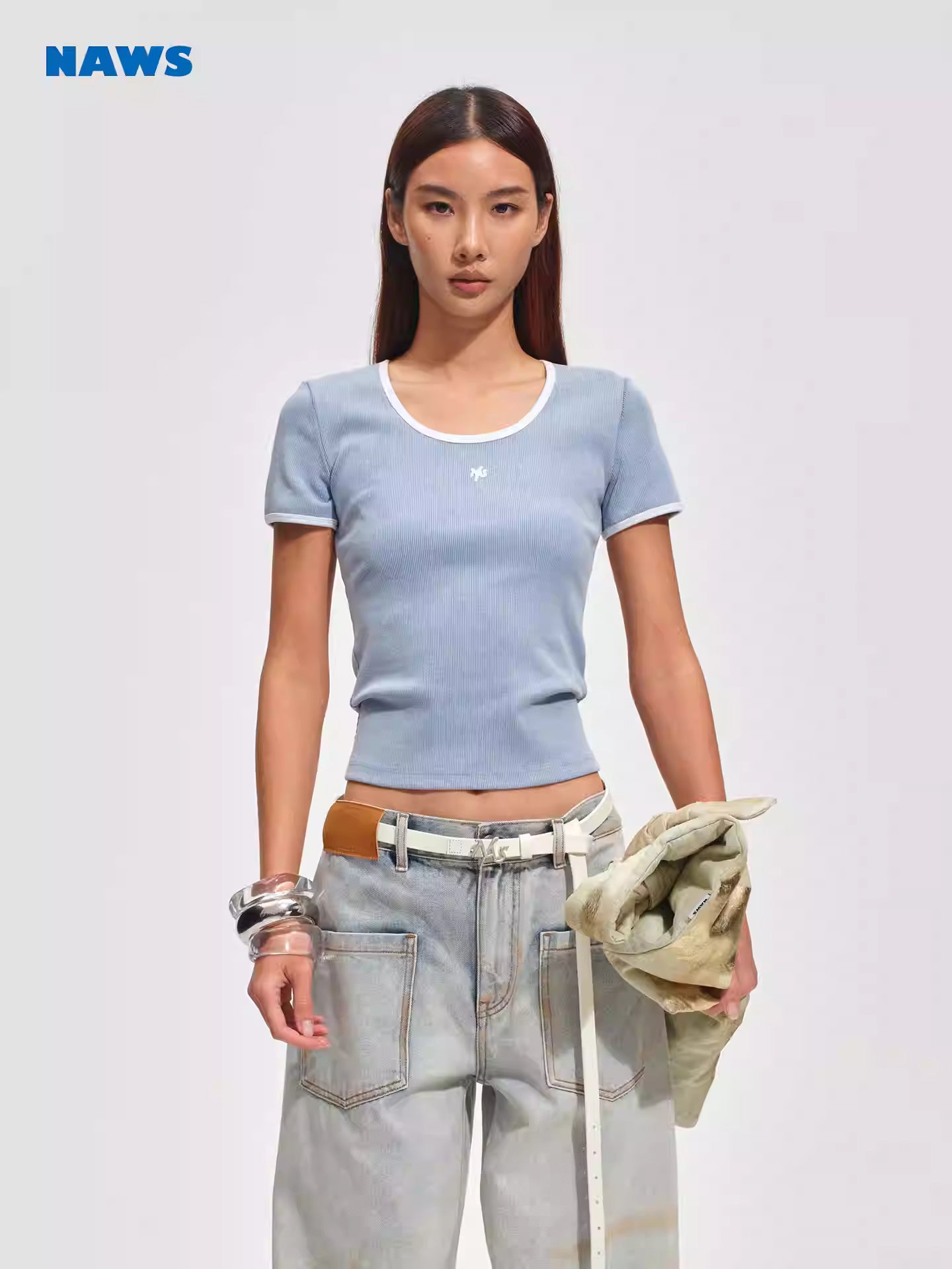 NAWS Color blocking round neck slim fit T-shirt