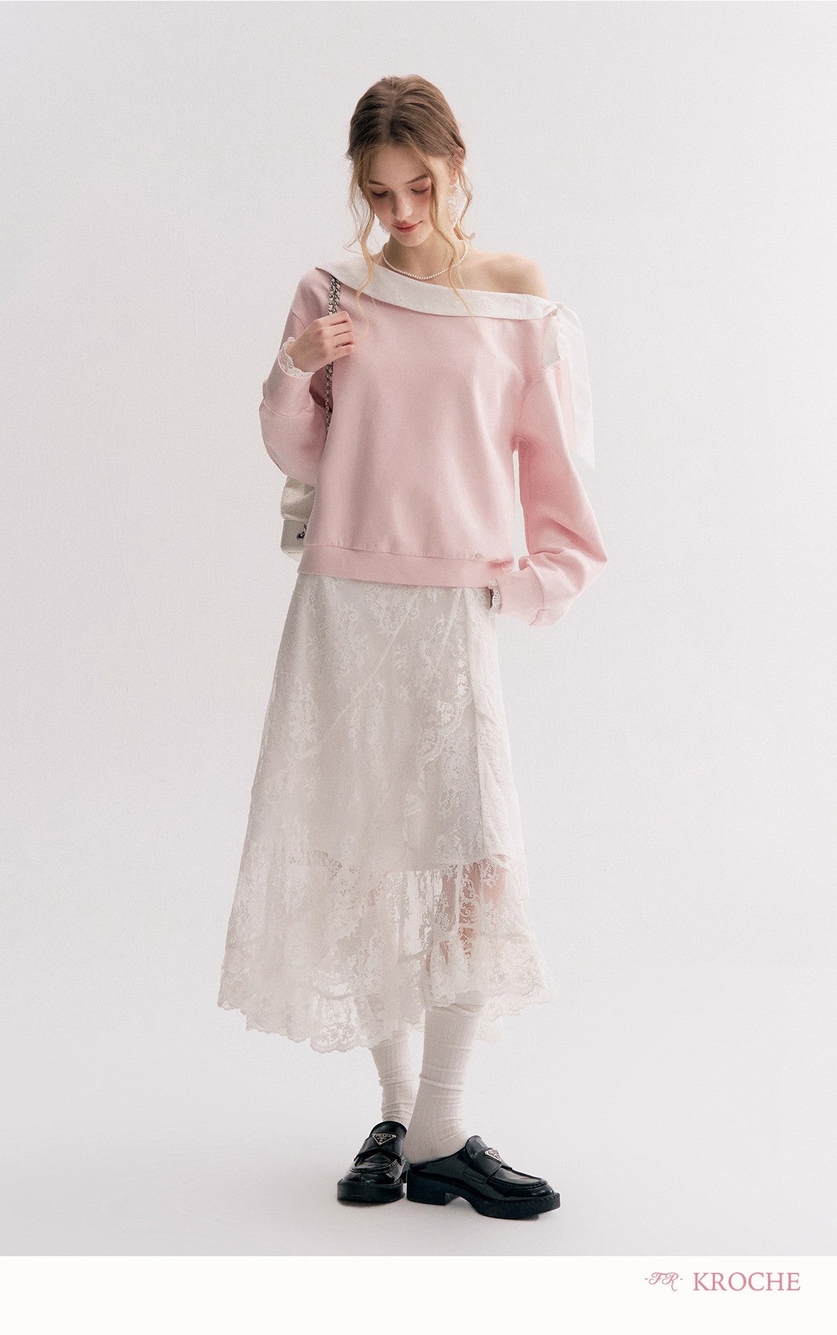 Kroche Lace High-waist A-line maxi skirt