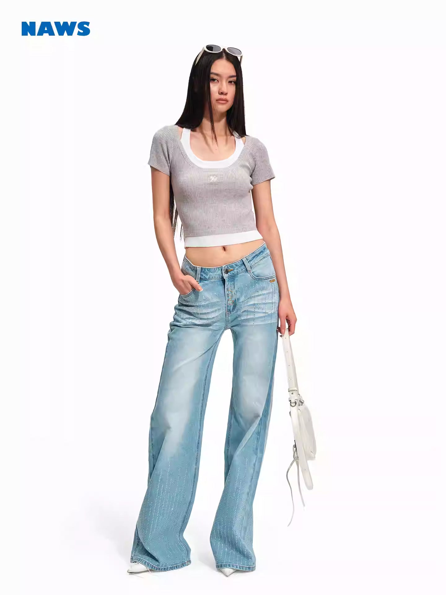 NAWS Fake two-piece spliced contrasting T-shirt