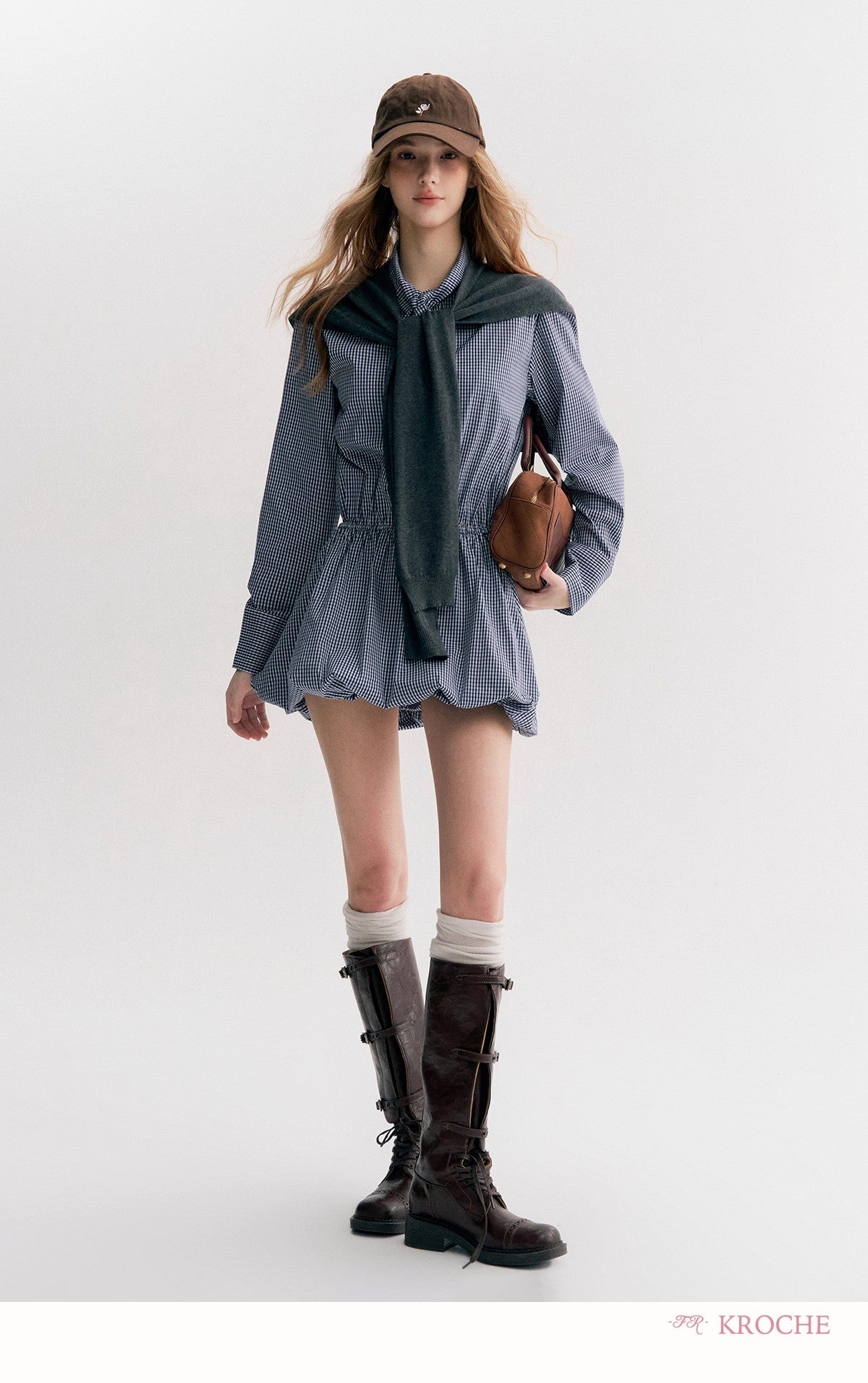Kroche Plaid peplum shirt dress
