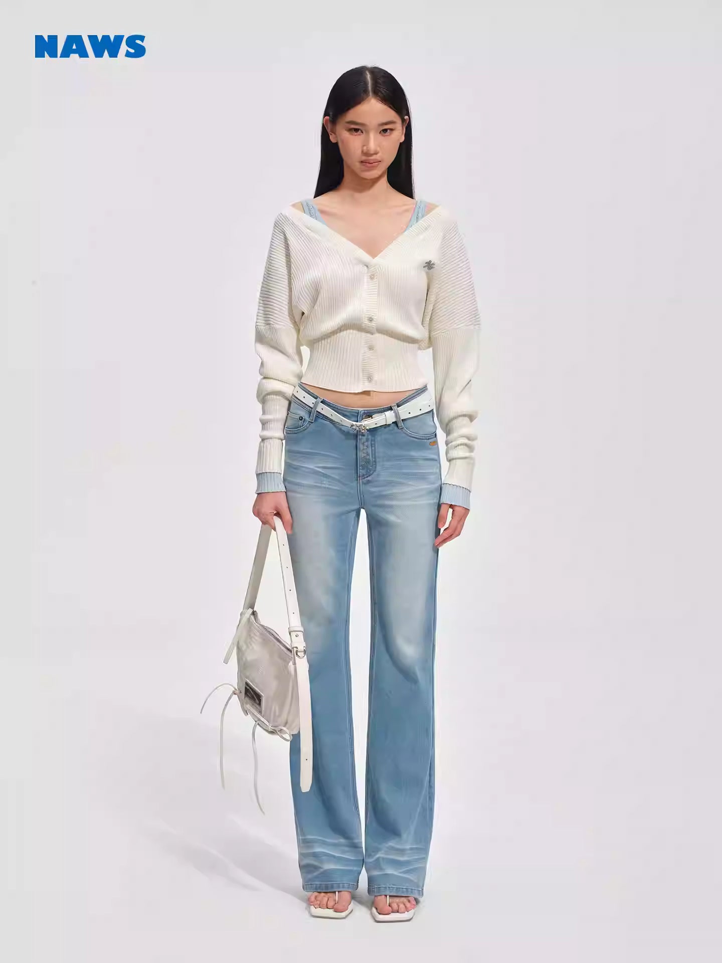 NAWS Color blocking V-neck slim fit versatile cardigan