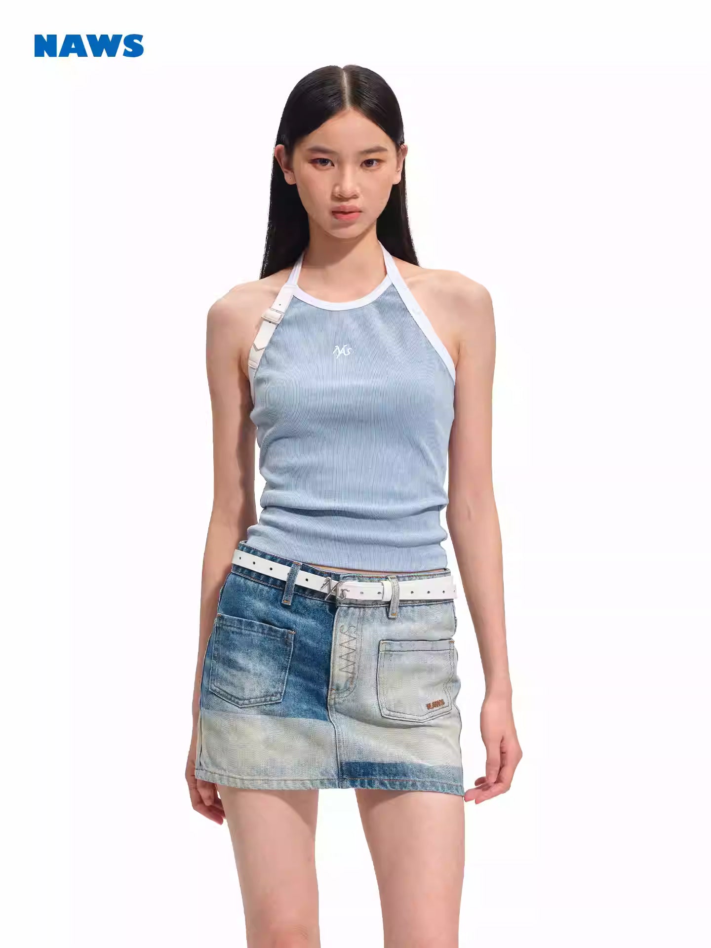 NAWS Washed laser pocket skirt