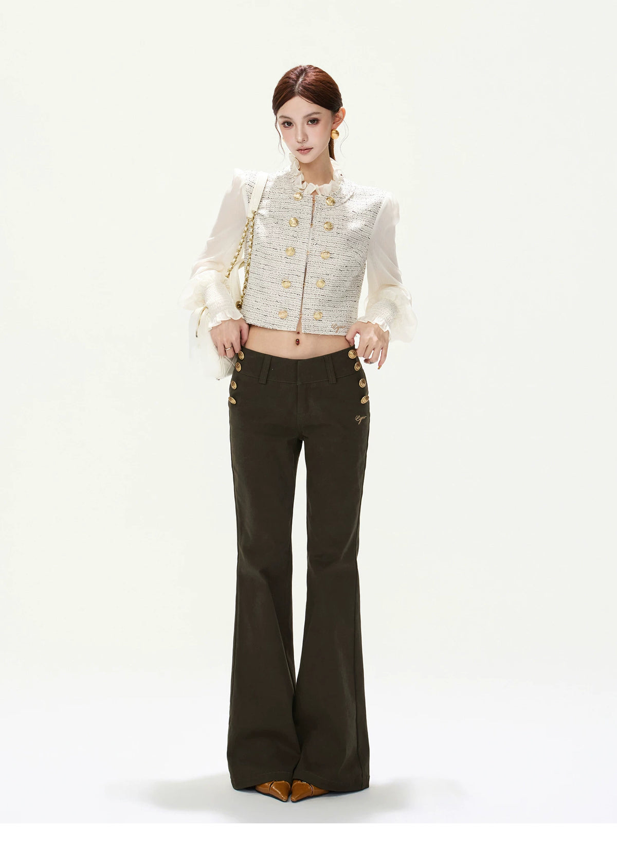 CYNR Vintage Low-Rise Flare Pants
