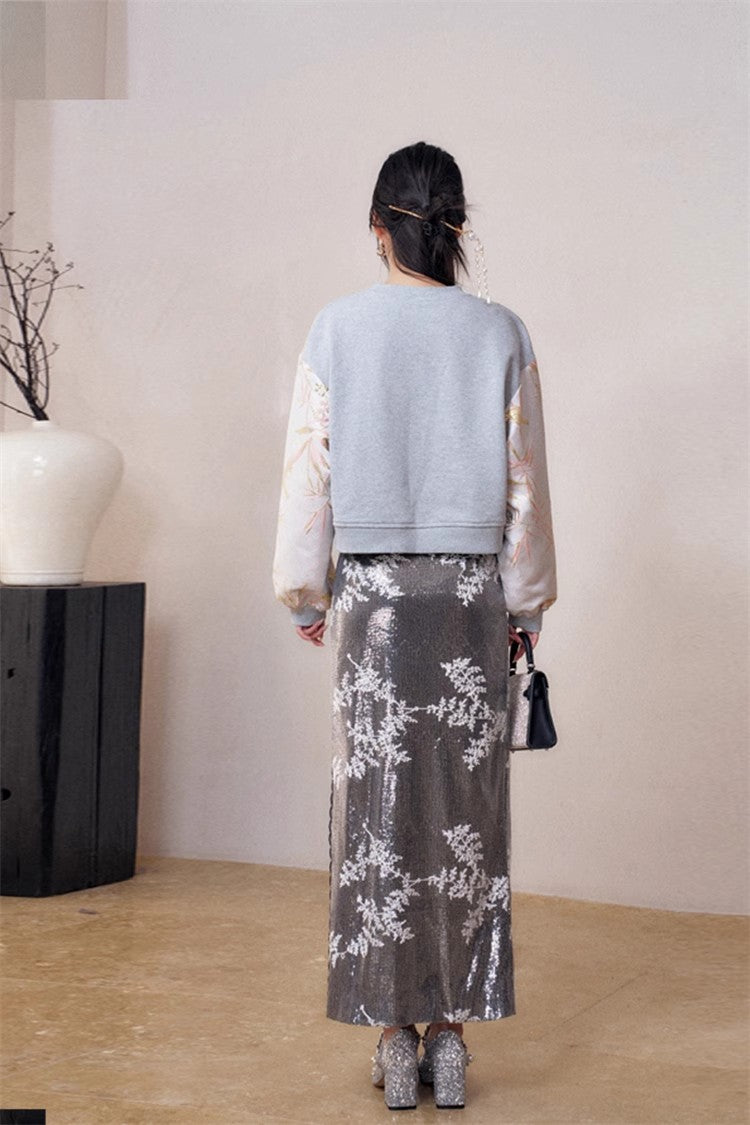 11 niseey Zhi Tou Short Hoodie Sequined Skirt Set (Separate)