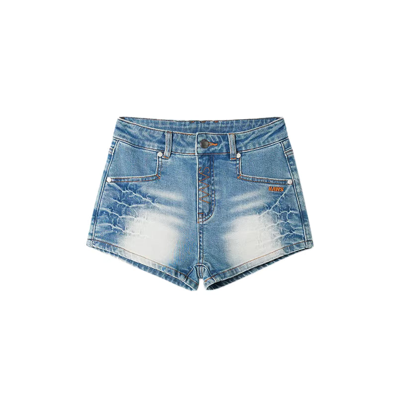 NAWS Washed twill mid waist tight shorts