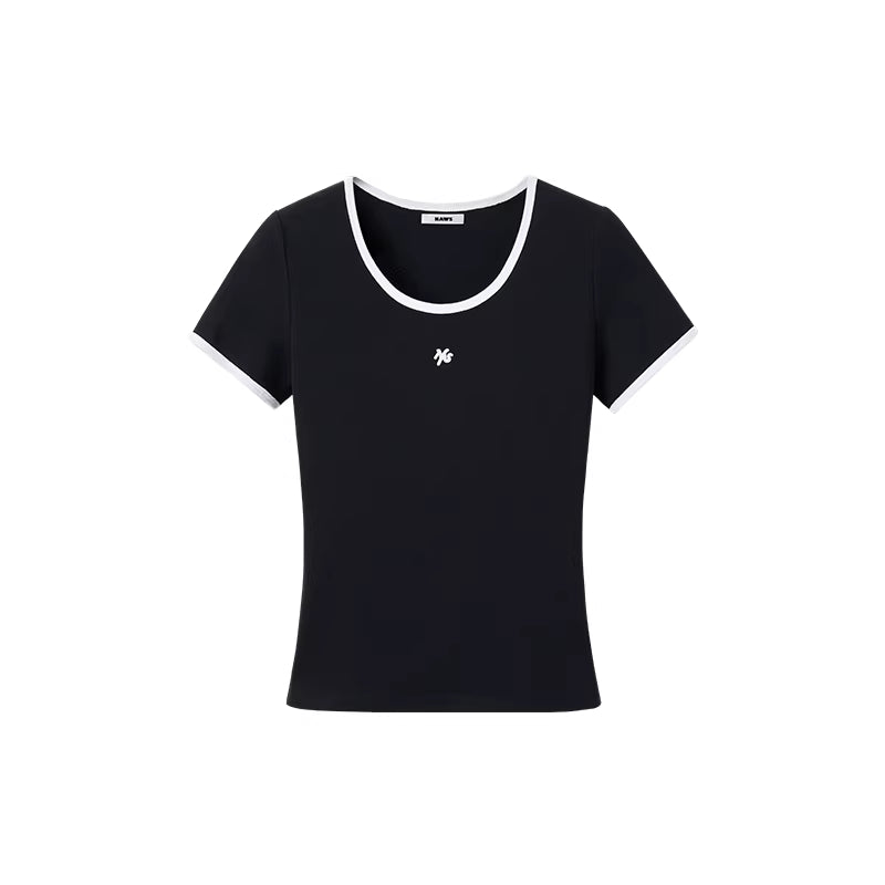 NAWS Color blocking round neck slim fit sports T-shirt