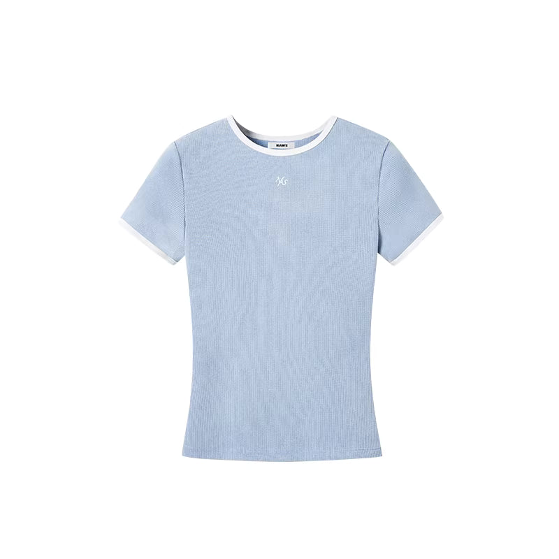 NAWS Color blocking slim fit shoulder short sleeved T-shirt