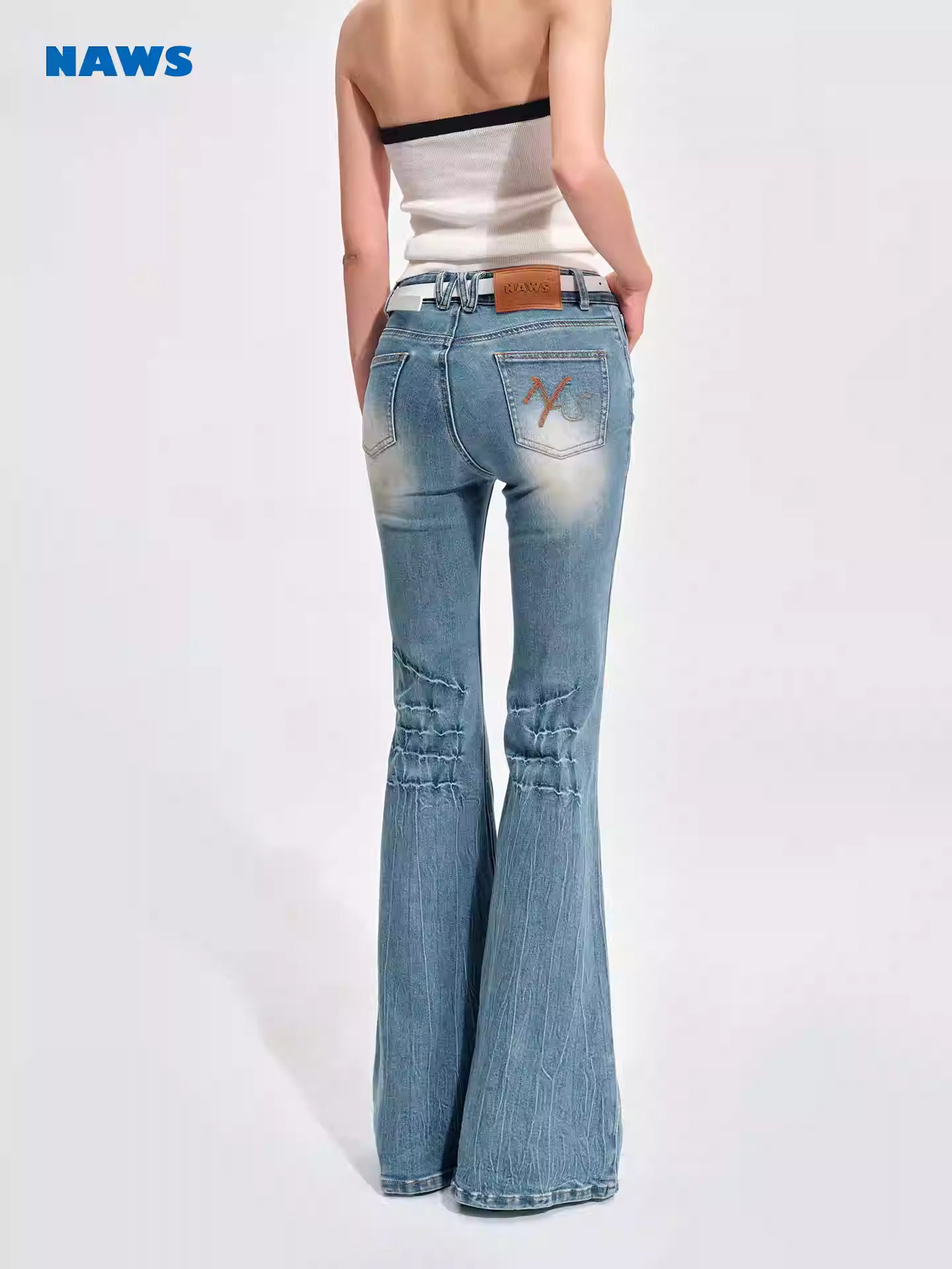 NAWS Washed skinny micro flare jeans