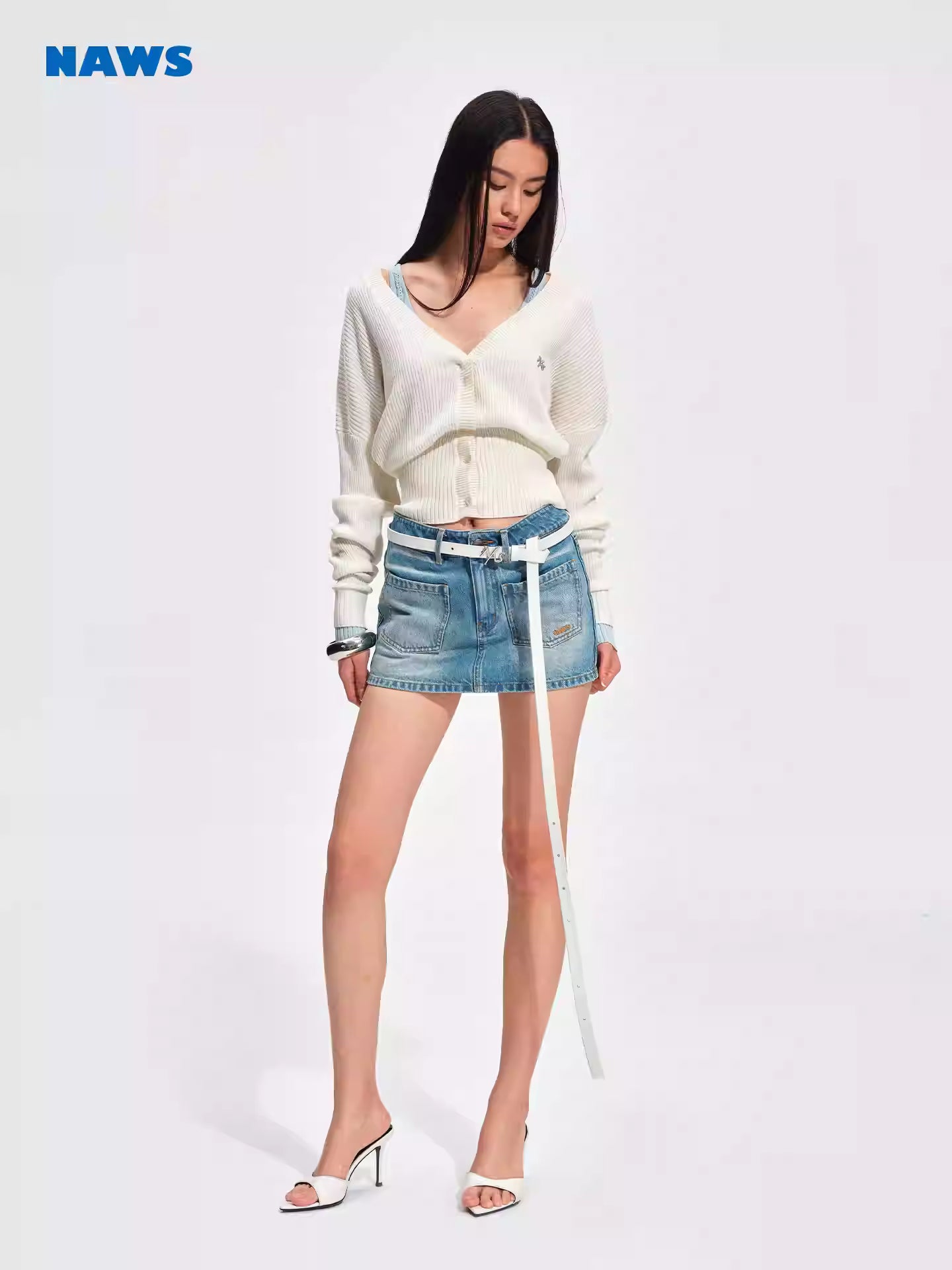 NAWS Color blocking V-neck slim fit versatile cardigan