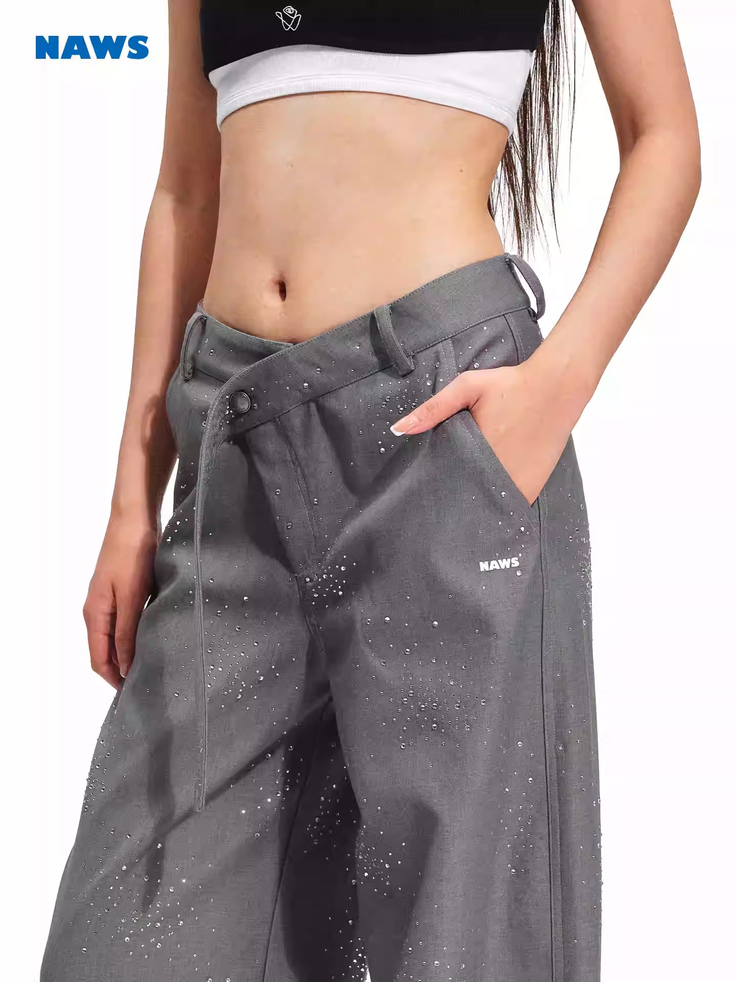 NAWS Hot stamping low waist loose fitting suit pants