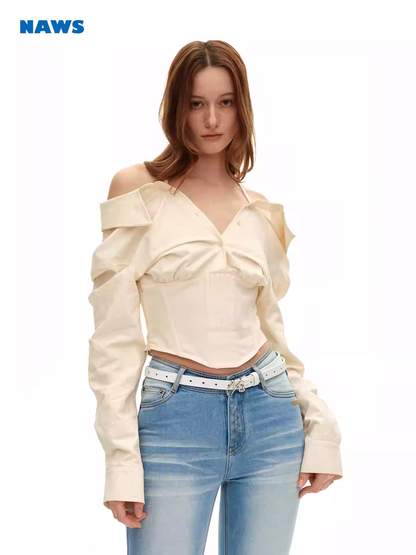 NAWS Off shoulder waist short shirt