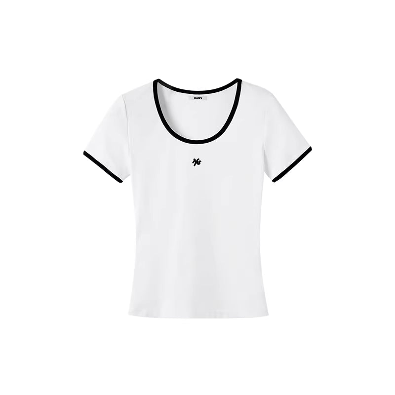 NAWS Color blocking round neck slim fit sports T-shirt