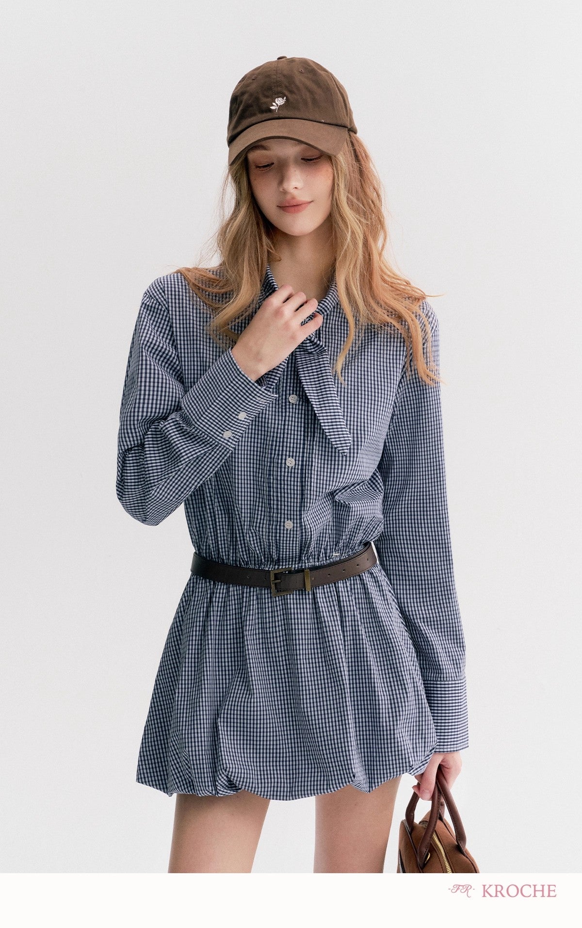 Kroche Plaid peplum shirt dress