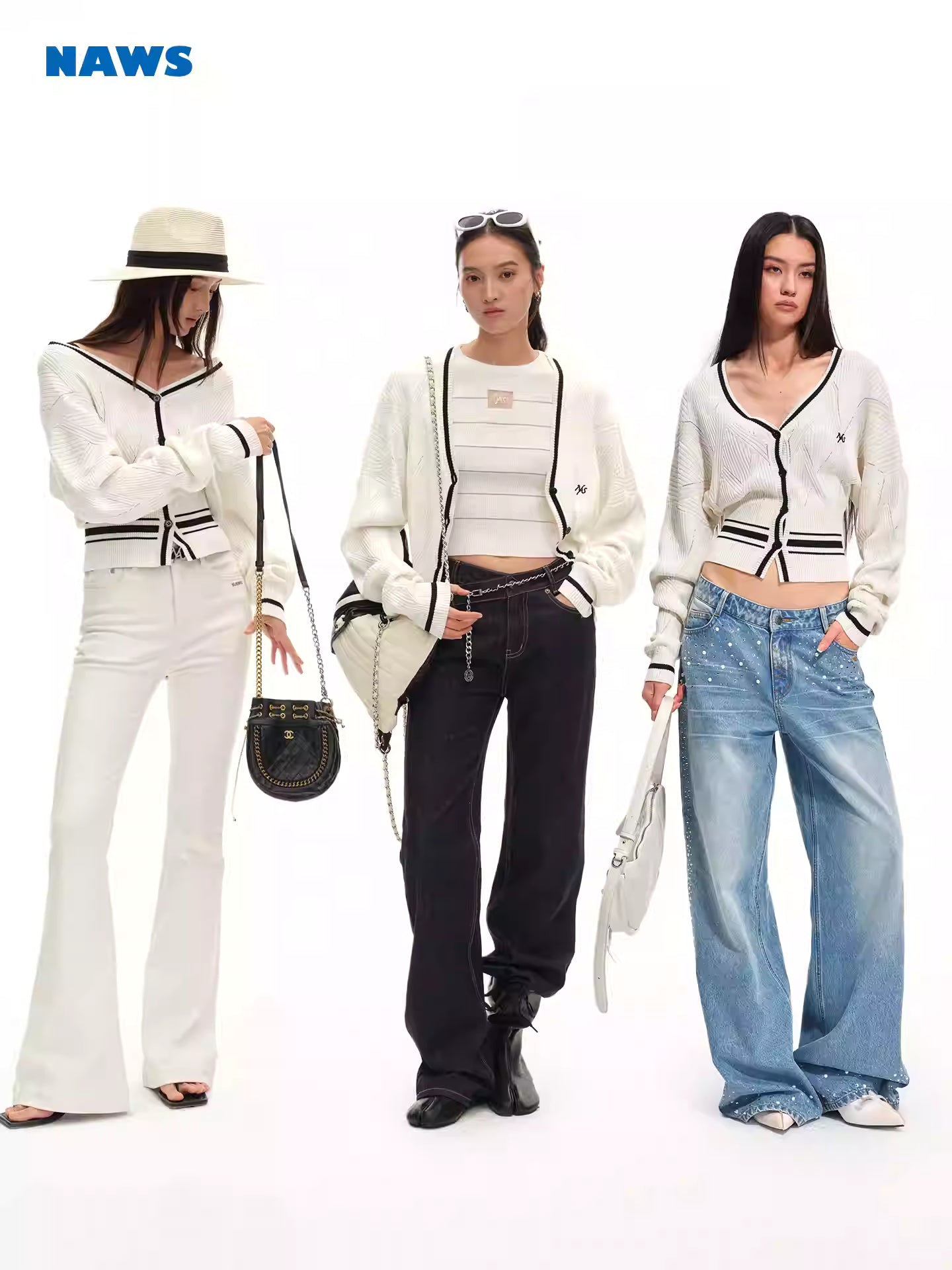 NAWS Contrast striped V-neck cardigan