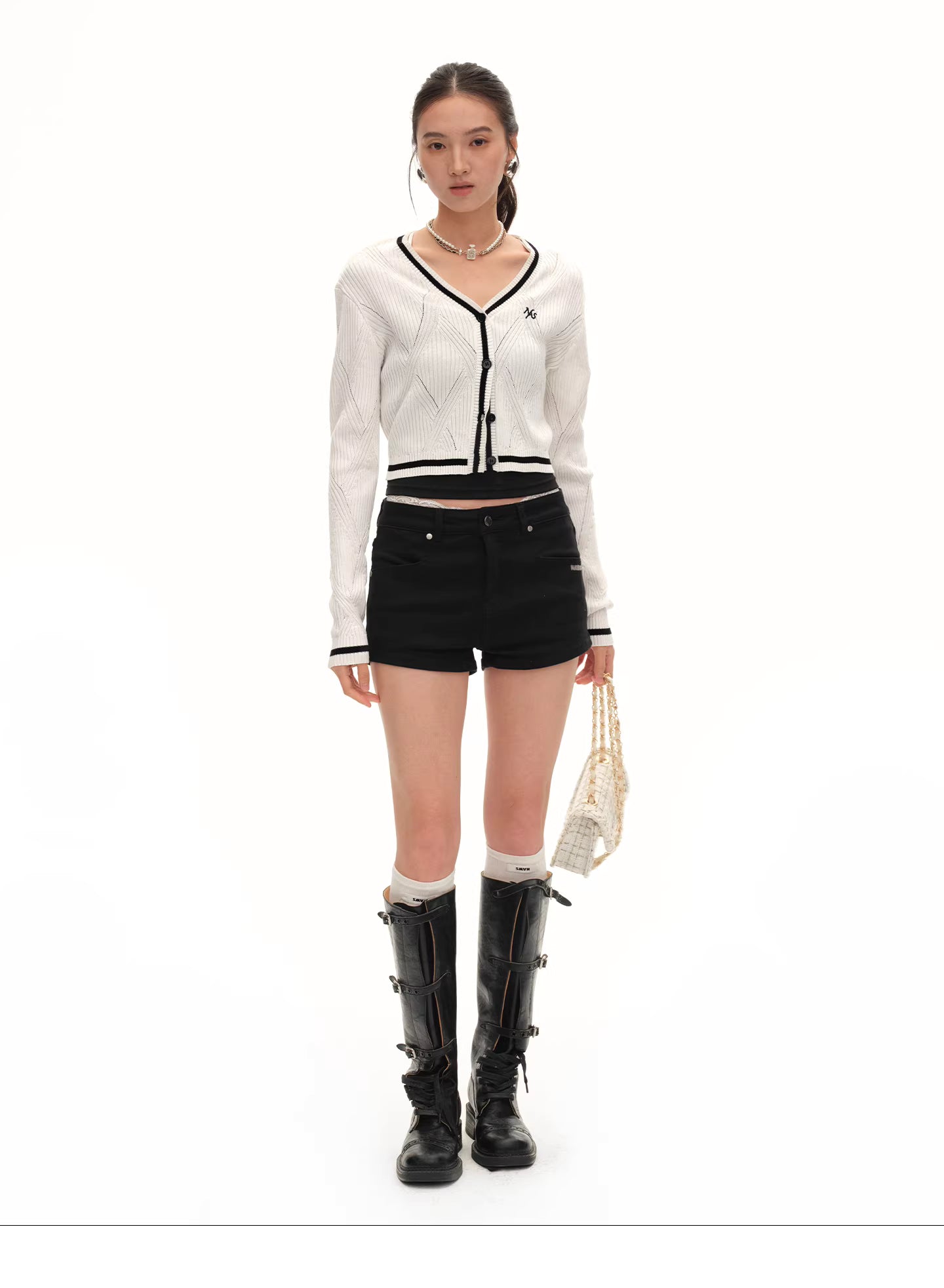 NAWS Wool diamond contrasting cardigan jacket