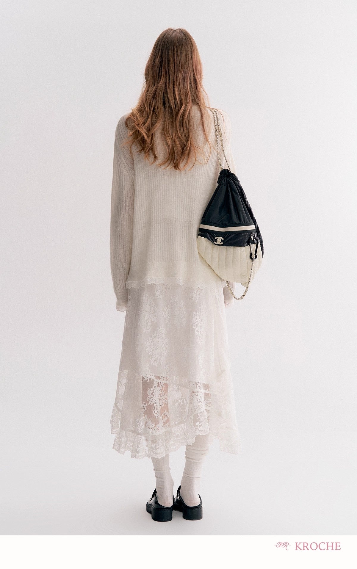 Kroche Lace High-waist A-line maxi skirt