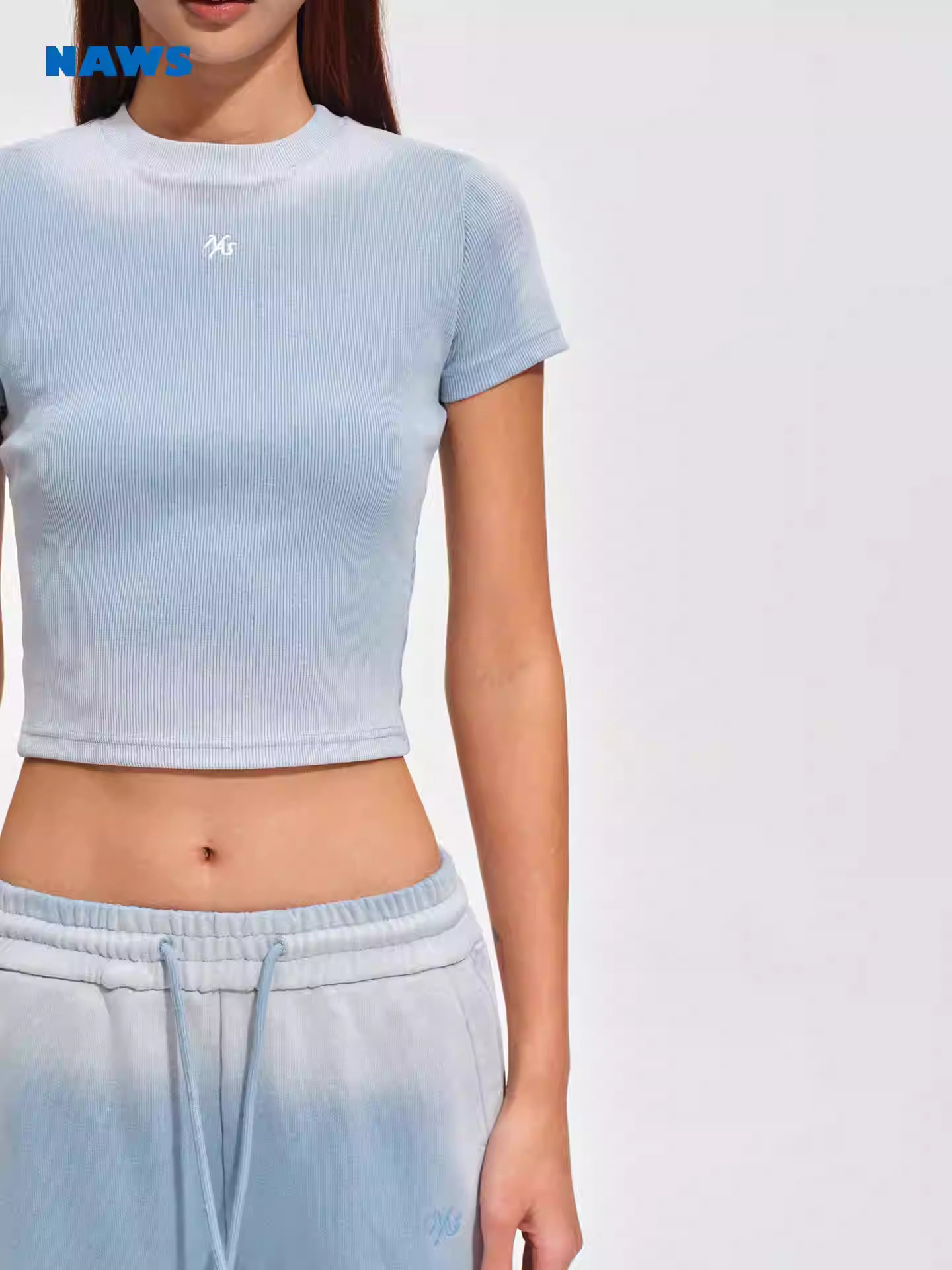 NAWS Vintage round neck shoulder short sleeved T-shirt