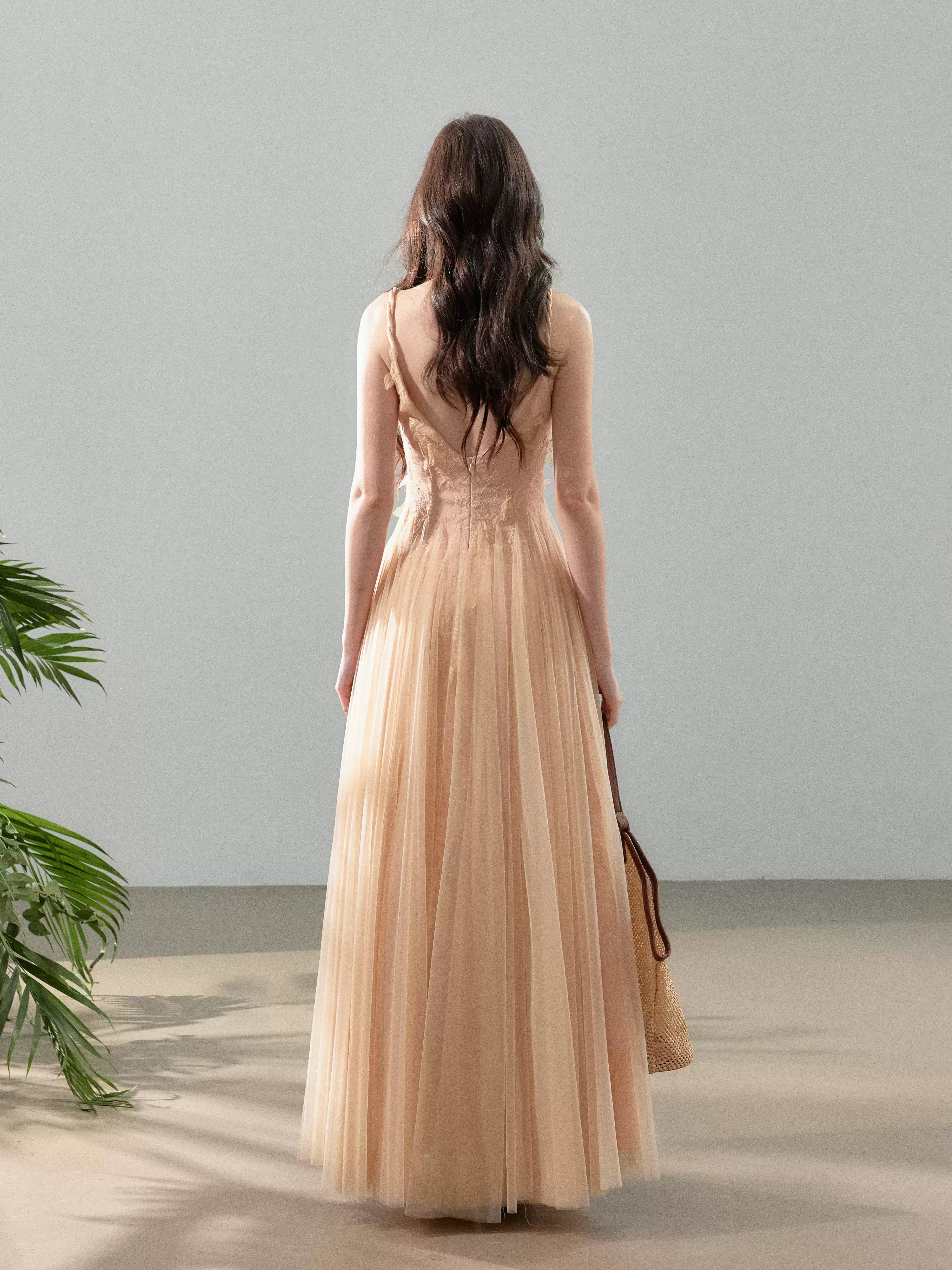 YZZI HE French mesh splicing holiday camisole fairy dress