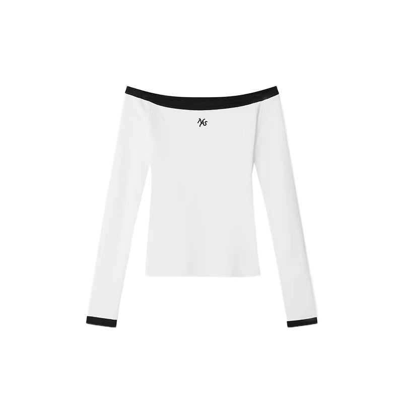 NAWS One shoulder off shoulder elastic knitted top