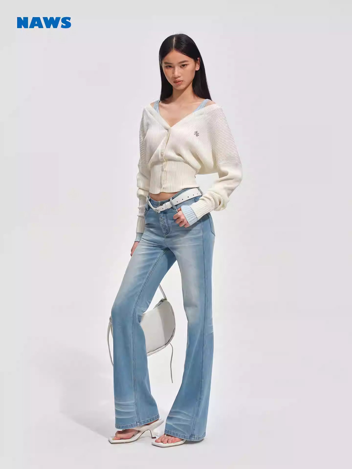 NAWS Color blocking V-neck slim fit versatile cardigan