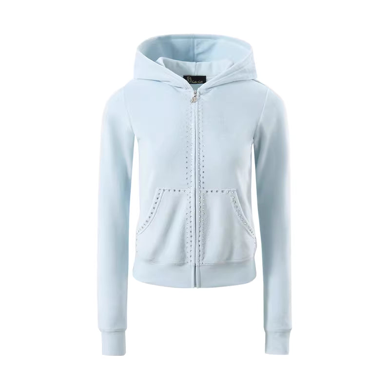 JELLOJELLO Colorful rhinestone velvet jacket + pants set