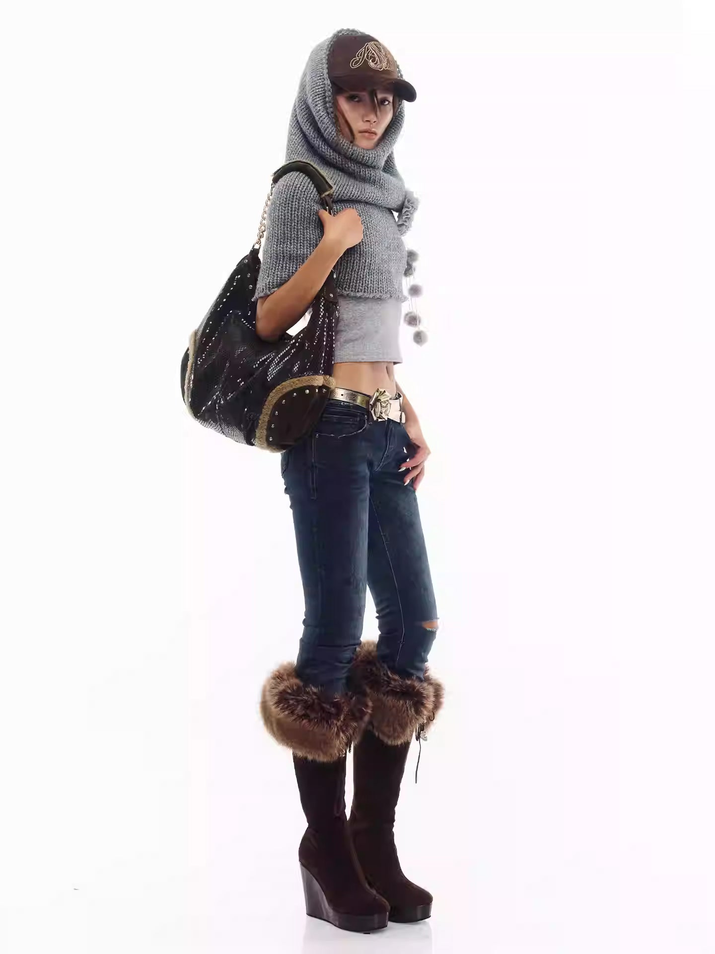 JELLOJELLO Wool yarn lace sweater