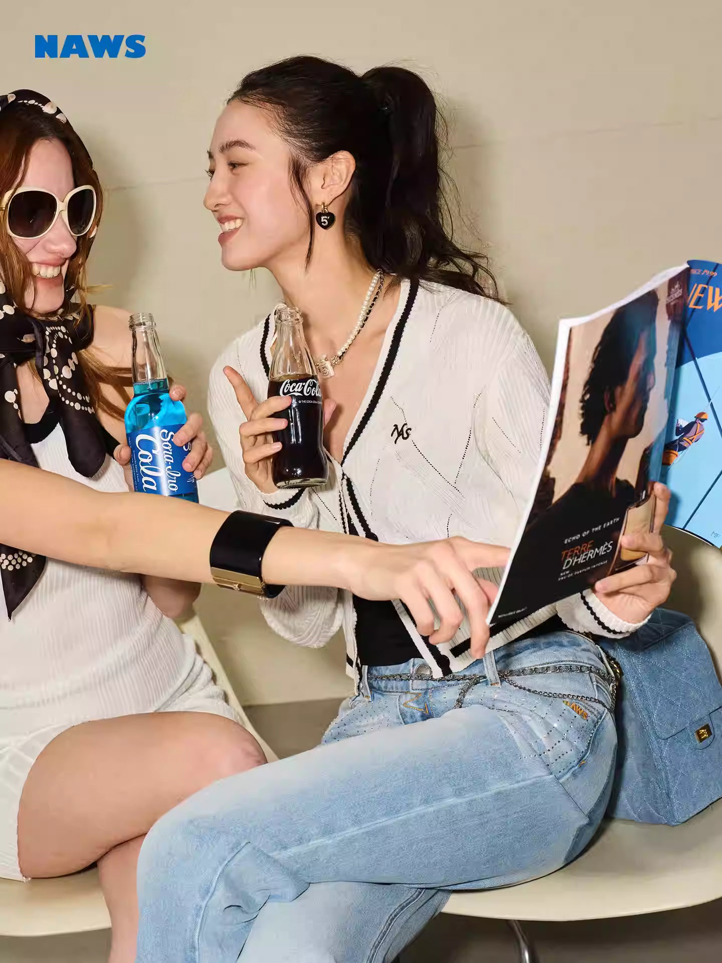 NAWS Wool diamond contrasting cardigan jacket