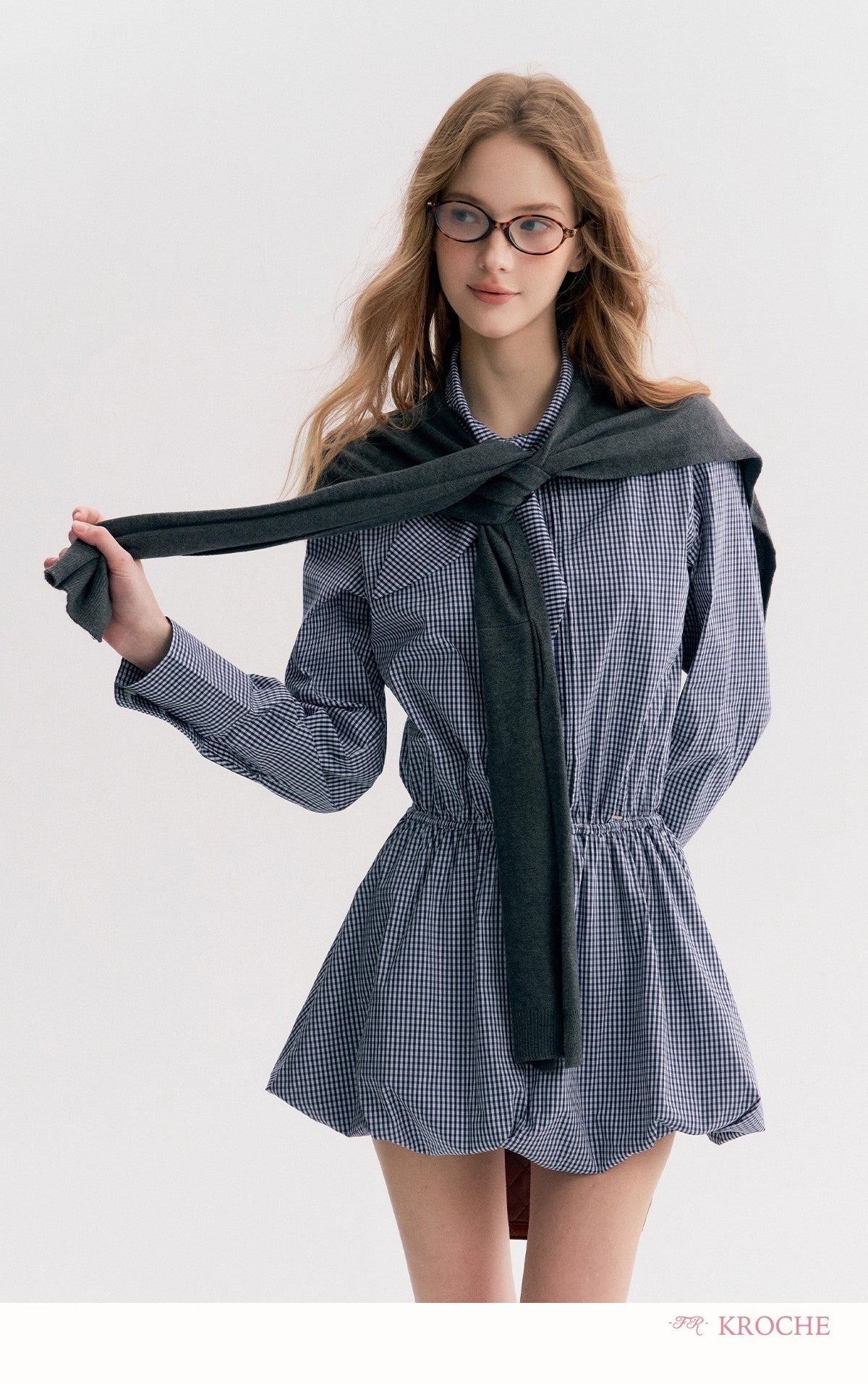Kroche Plaid peplum shirt dress