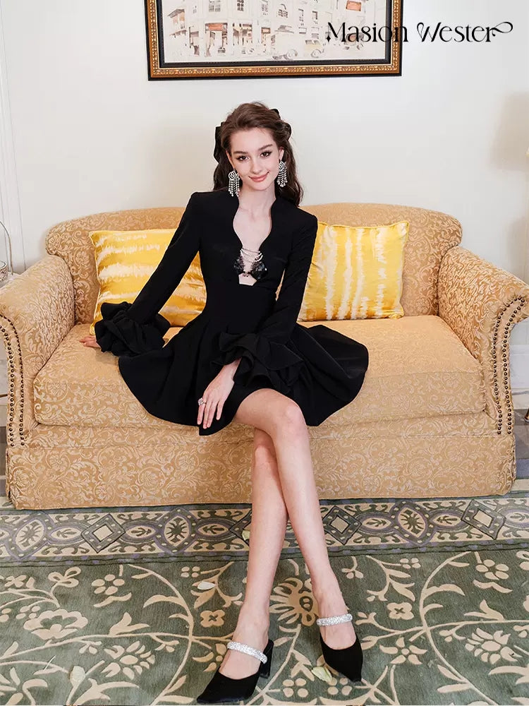 Masion Wester Black Wave Edge Dress & Bra