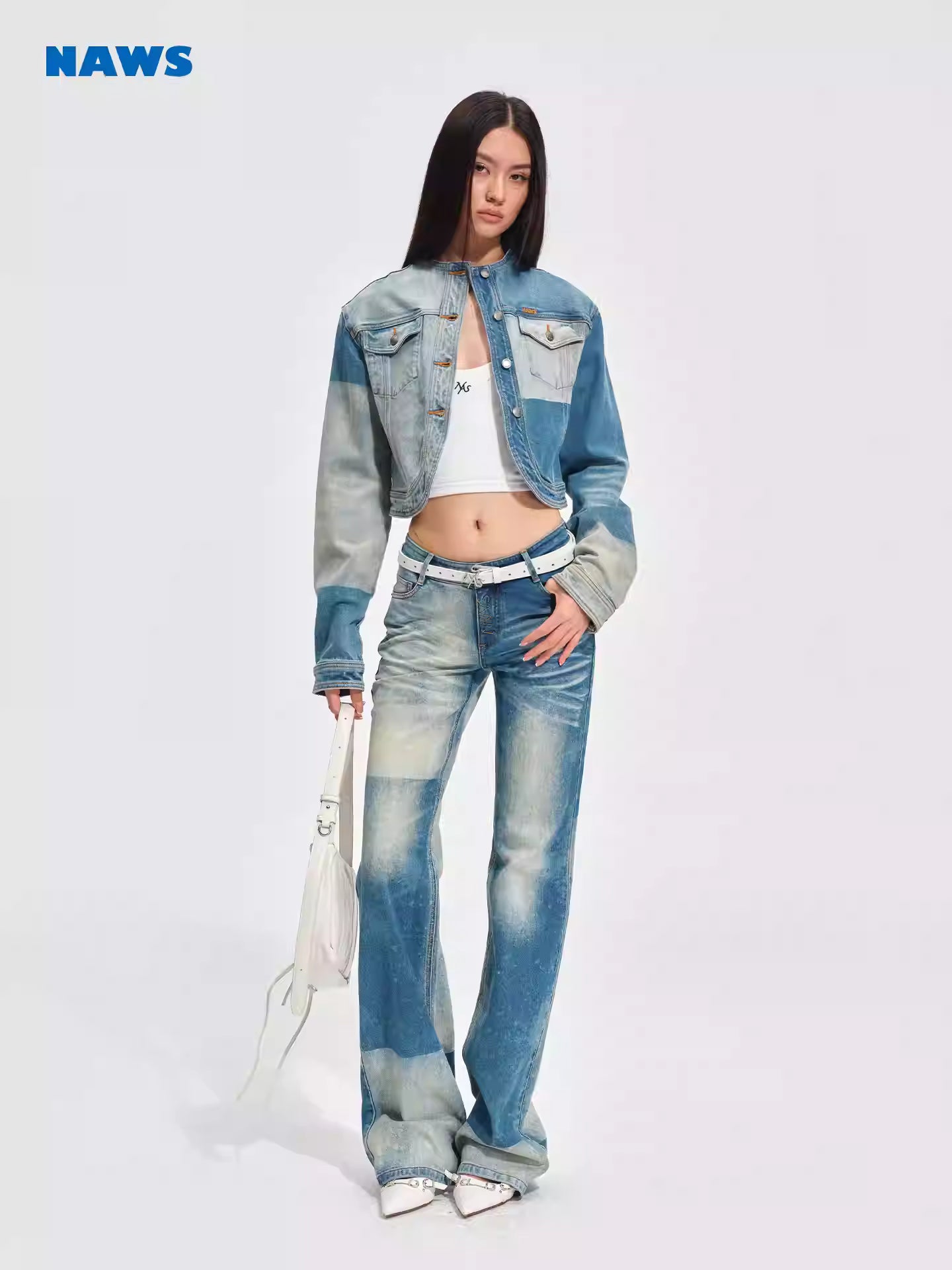NAWS NAW-K010326 Denim washed tight straight leg pants