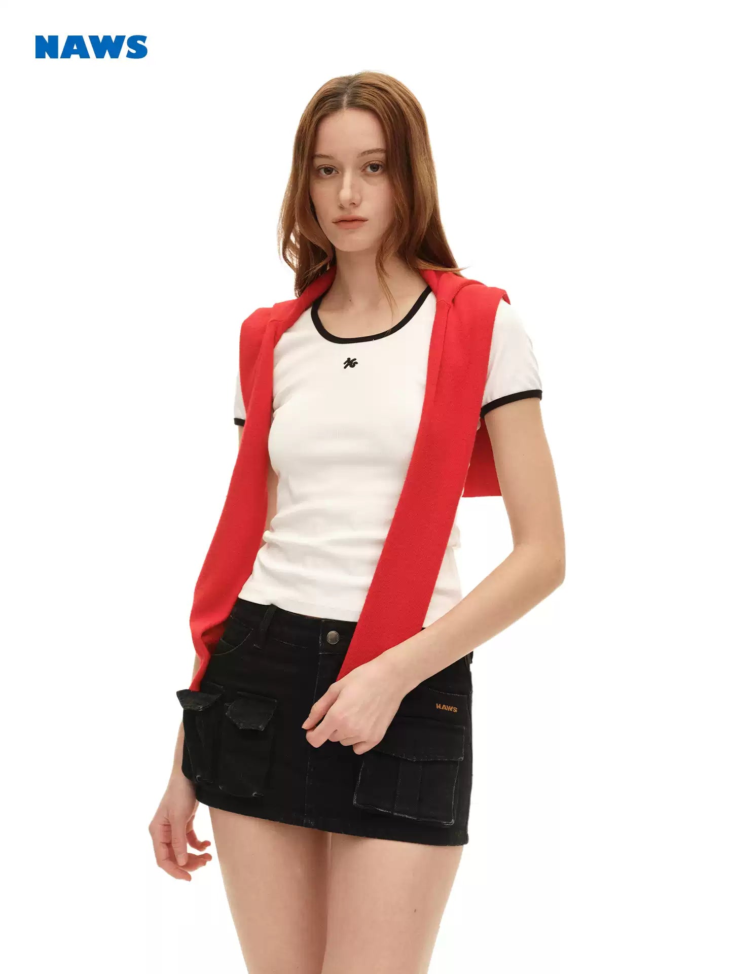 NAWS Color blocking round neck slim fit sports T-shirt