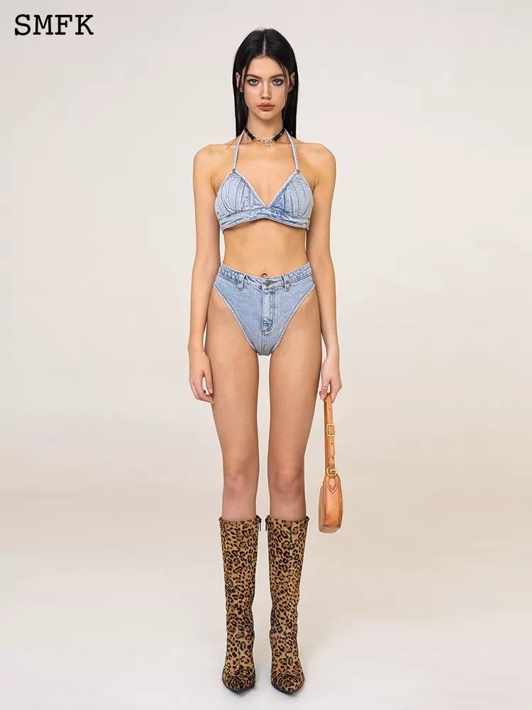 SMFK wild world motorcycle denim bikini swimsuit