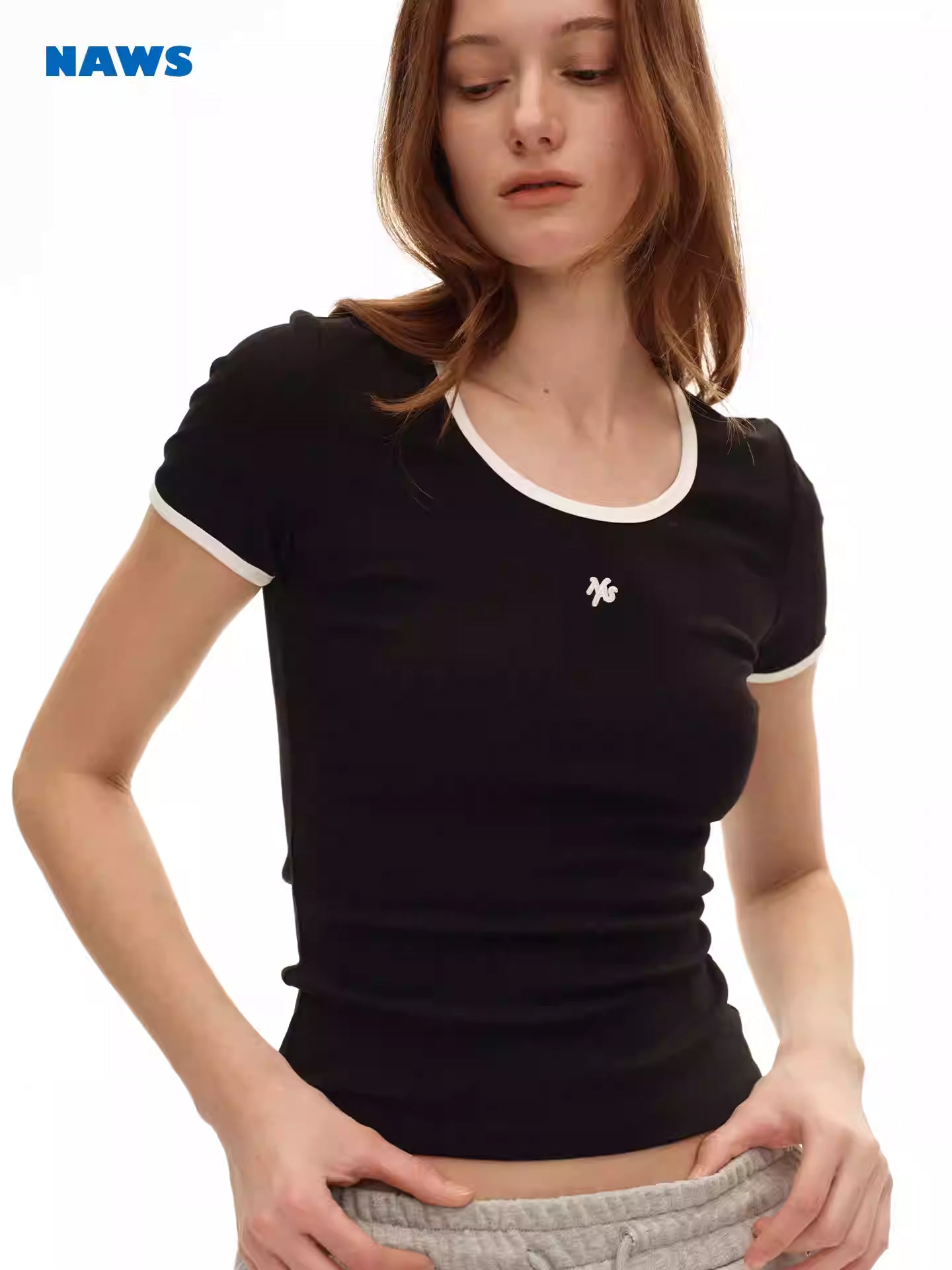 NAWS Slim fit shoulder sports short sleeved T-shirt