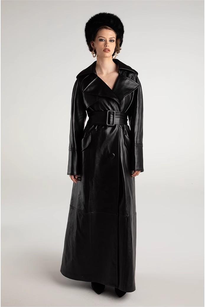 NJ Cara Leather Trench Coat