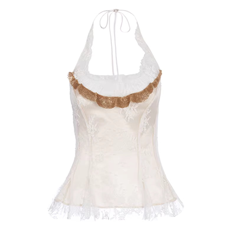 JELLOJELLO Ruffle tied lace decorative nail bead top