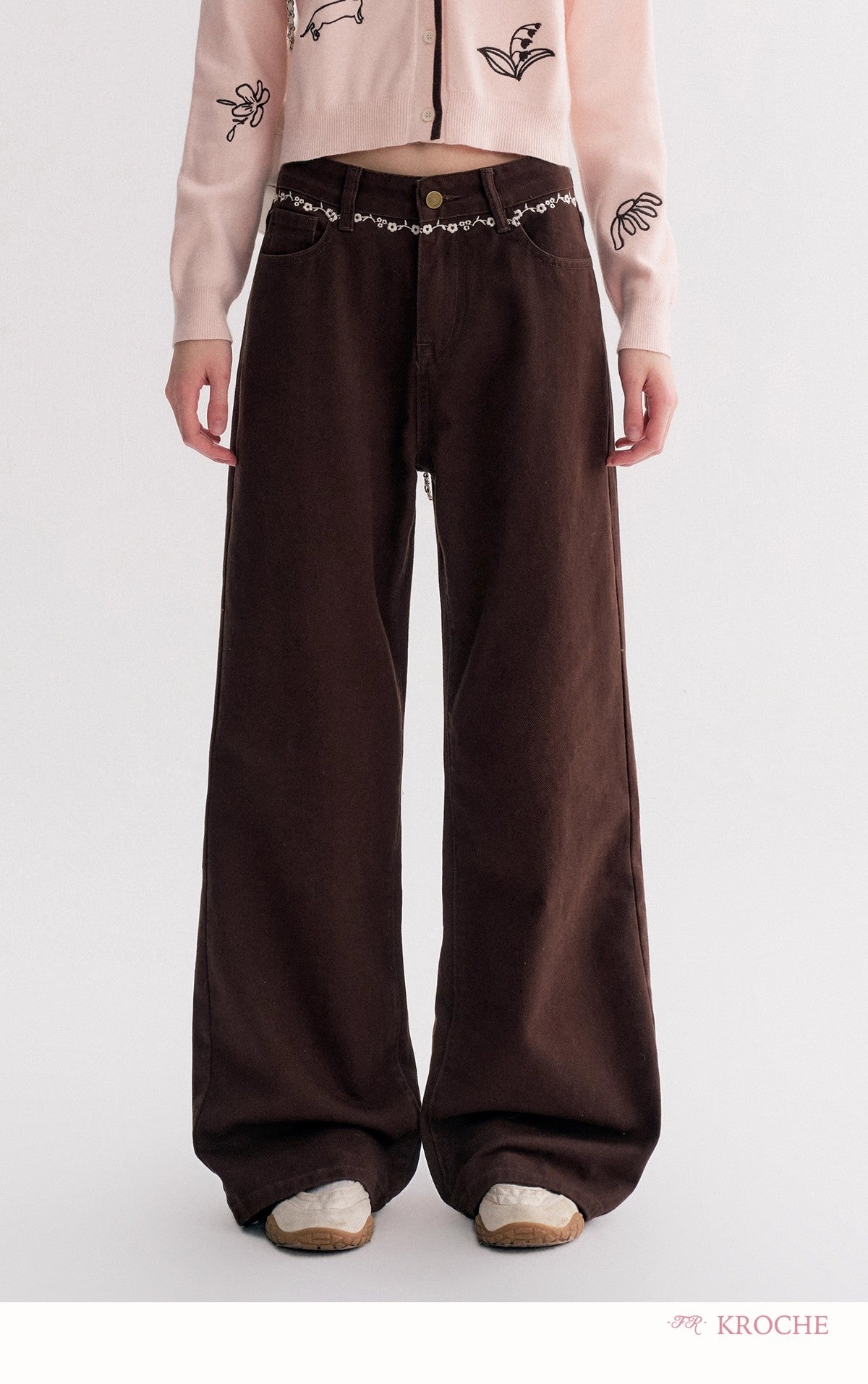 Kroche Knit Cotton Wide-Leg Jeans