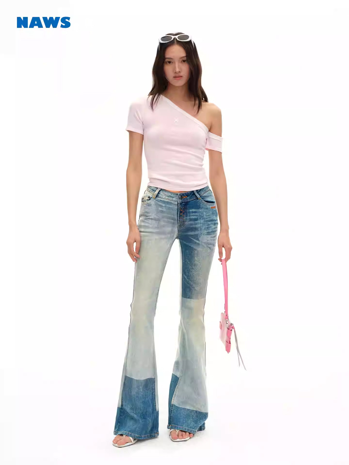 NAWS Water washed elastic laser burned tight pants