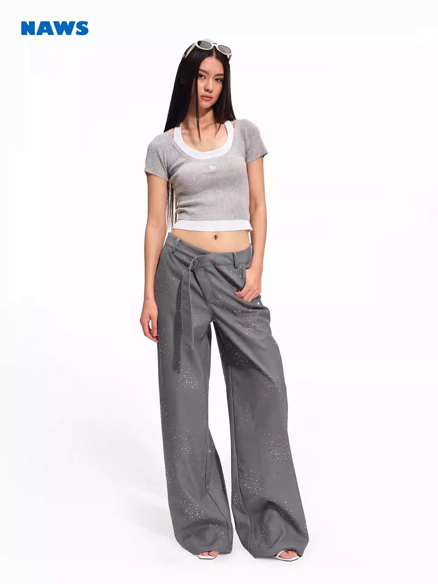 NAWS Fake two-piece spliced contrasting T-shirt