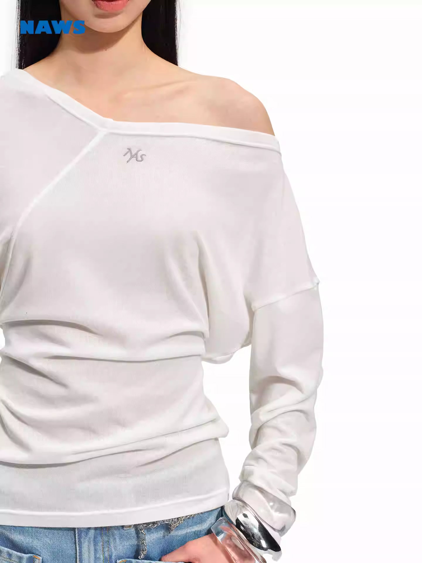 NAWS Micro transparent off shoulder top