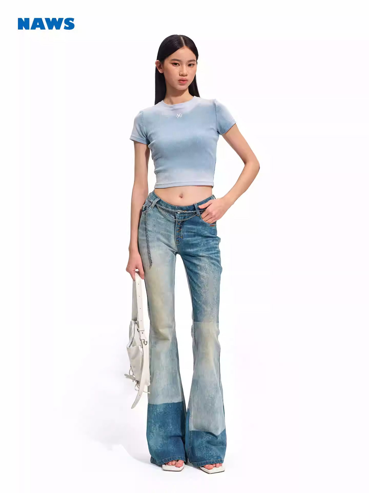 NAWS Water washed elastic laser burned tight pants