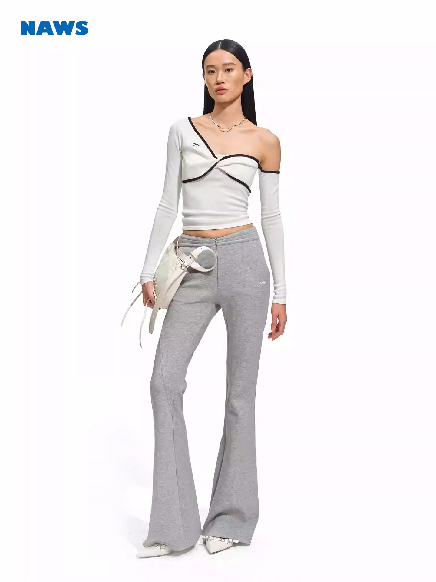 NAWS Low waisted tight fitting slightly flared elastic casual pants