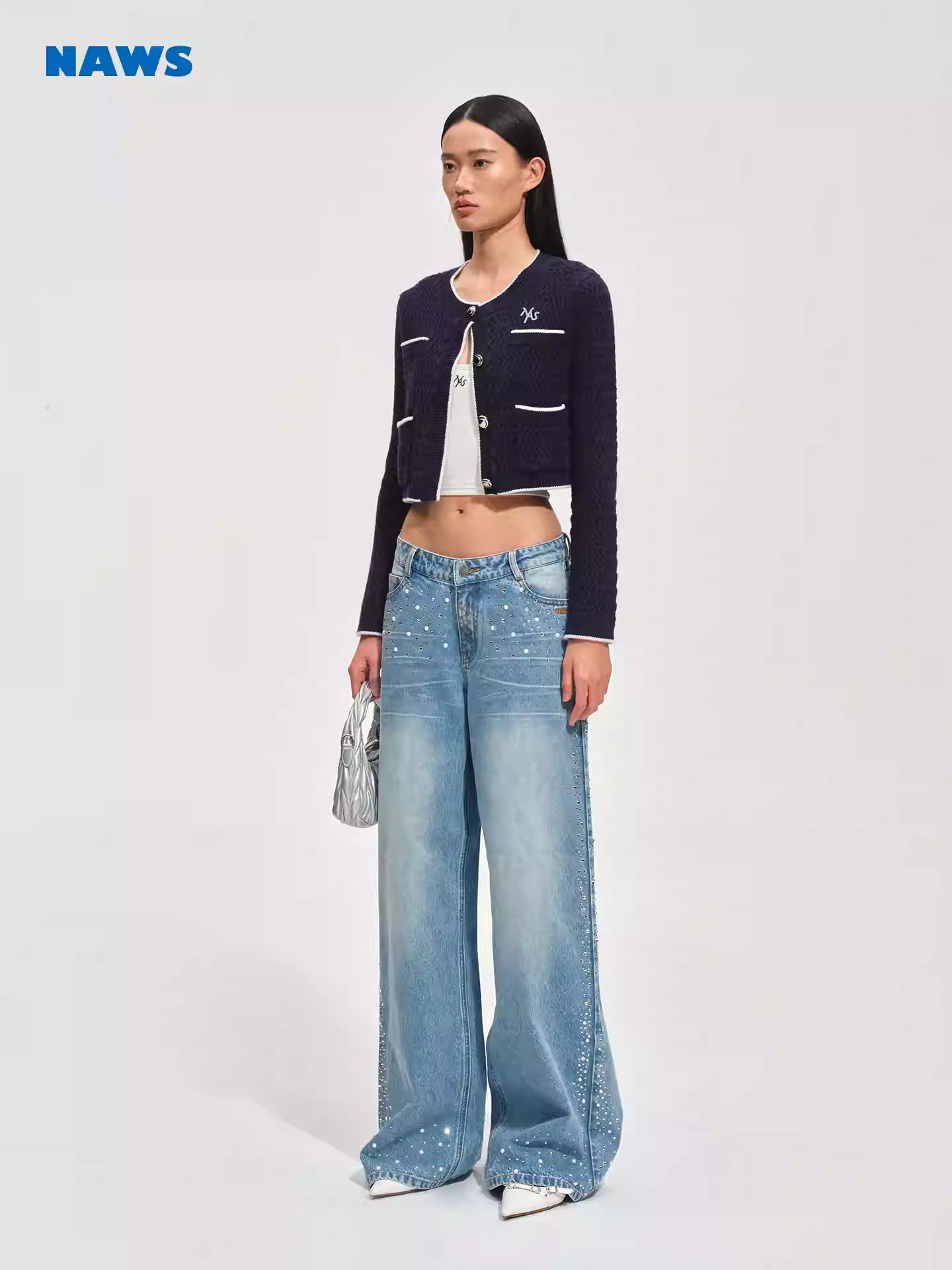 NAWS Twisted silhouette short knit cardigan