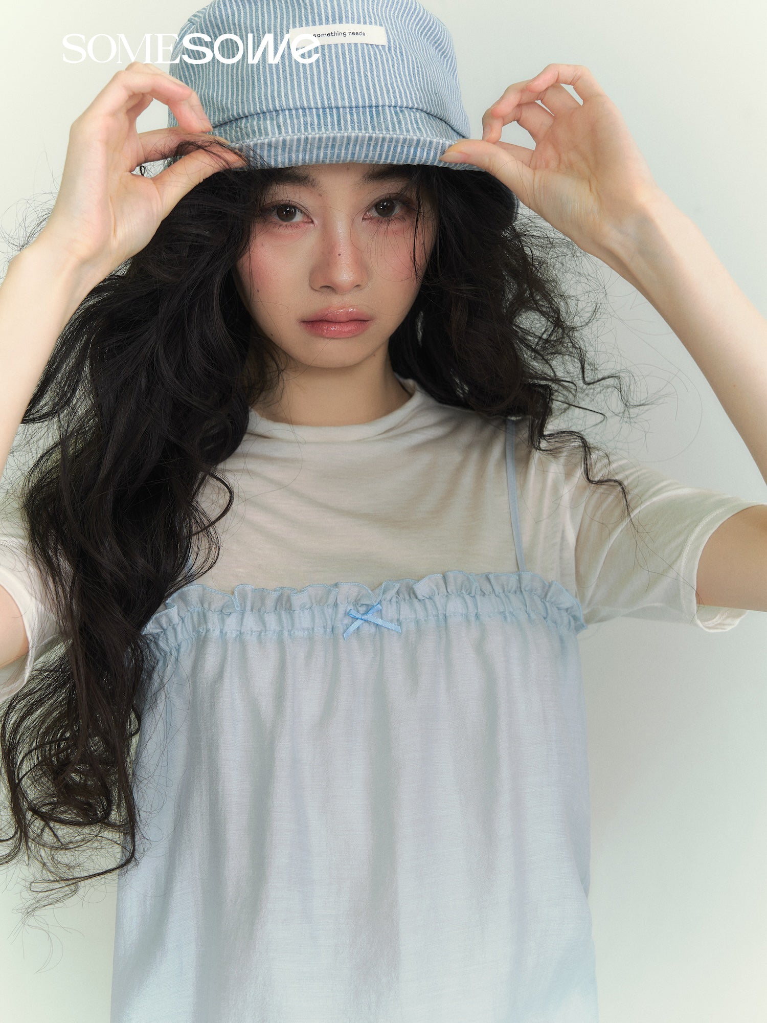 SOMESOWE S2609067&S2609068 Wool high neck T-shirt + Lace patchwork camisole dress
