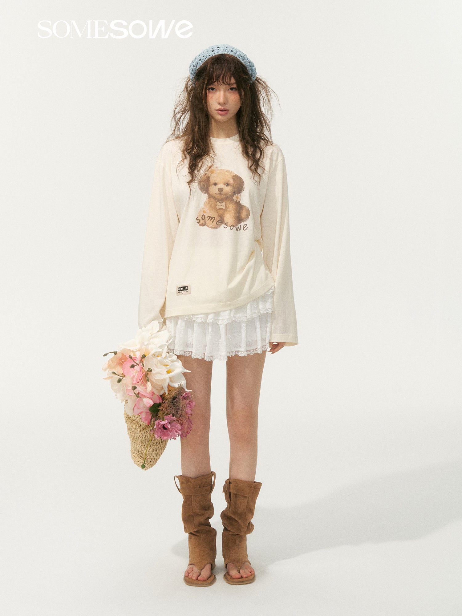 SOMESOWE S2508073 Cute Pet Printed Long Sleeve T-shirt