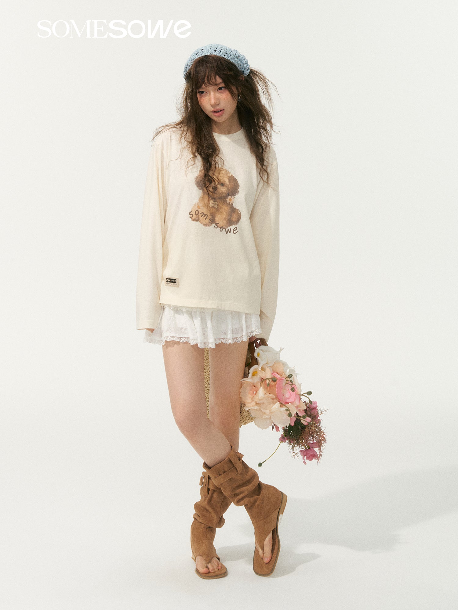 SOMESOWE S2508073 Cute Pet Printed Long Sleeve T-shirt
