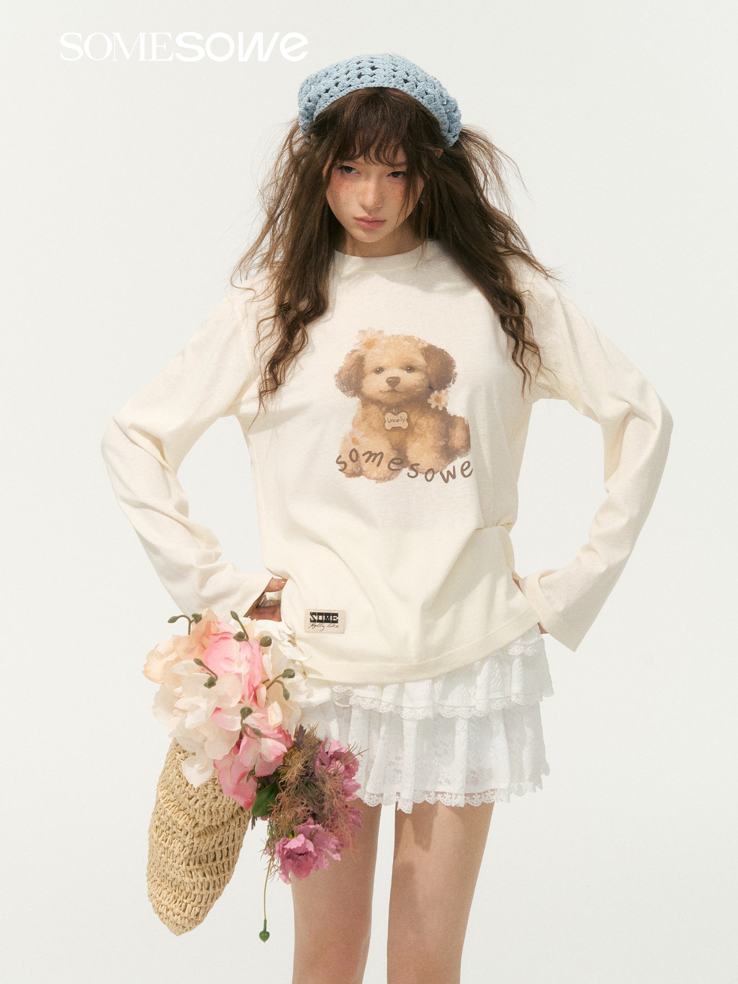 SOMESOWE S2508073 Cute Pet Printed Long Sleeve T-shirt